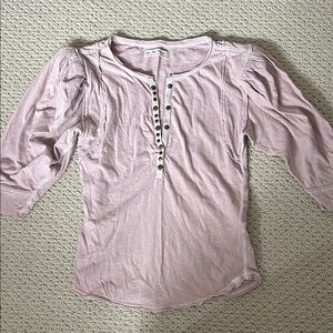 We The Free Light Pink Henley Long Sleeve Top